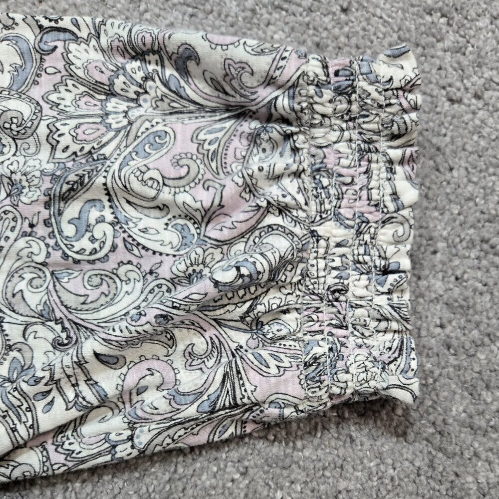 J. Jill Cotton Modal Blend Gray Paisley Square Neck Peasant Blouse Boho PETITE - Picture 8 of 8